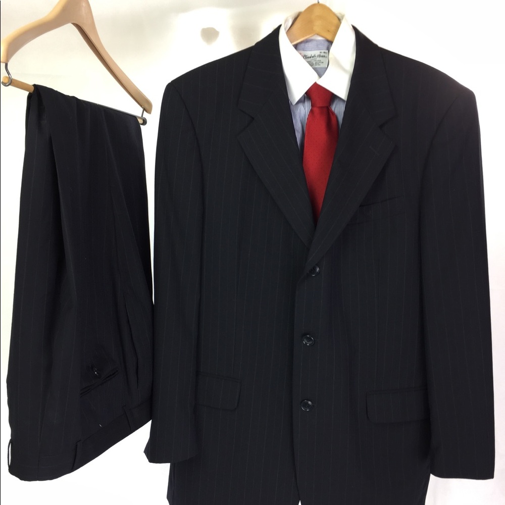 Versini 42L navy blue striped suit 34X30